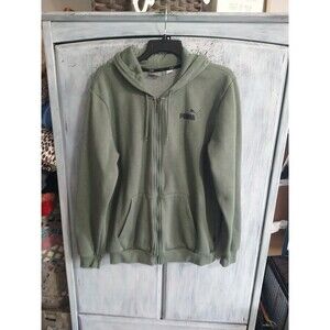 Puma Men's Olive Green Zip Up Large Hooded Jacket